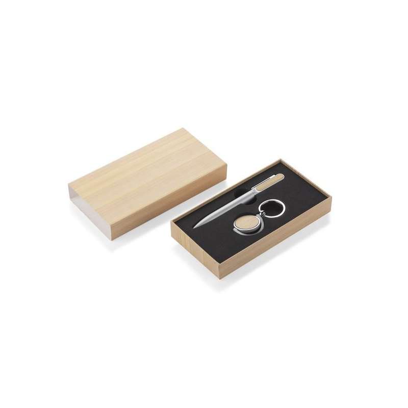 Bamboe Cadeau Doos met Pen en Sleutelhanger - Cadeaupakket tegen groothandelsprijzen