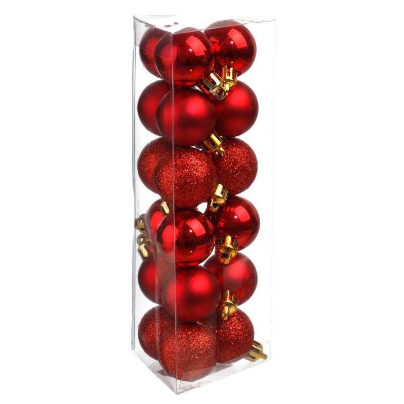 Boule de noël 30 mm X18 Rouge - Boule de Noël à prix de gros