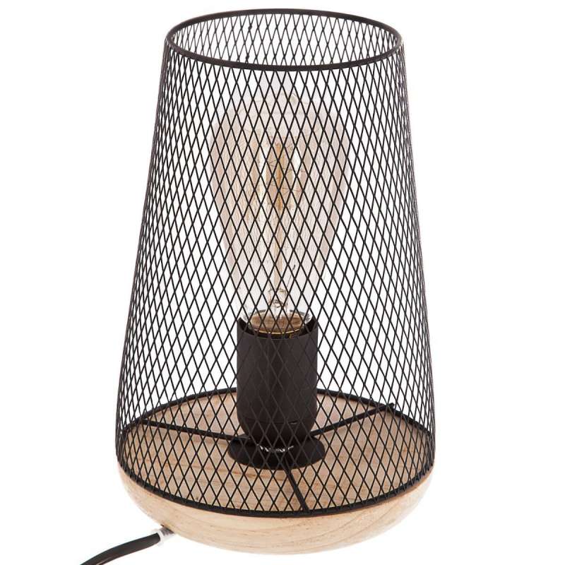 Lampe Zely H23cm en métal et bois à prix grossiste - Lampe à prix de gros