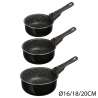 Set de 3 casseroles en aluminium avec poignée amovible - poêle à prix grossiste