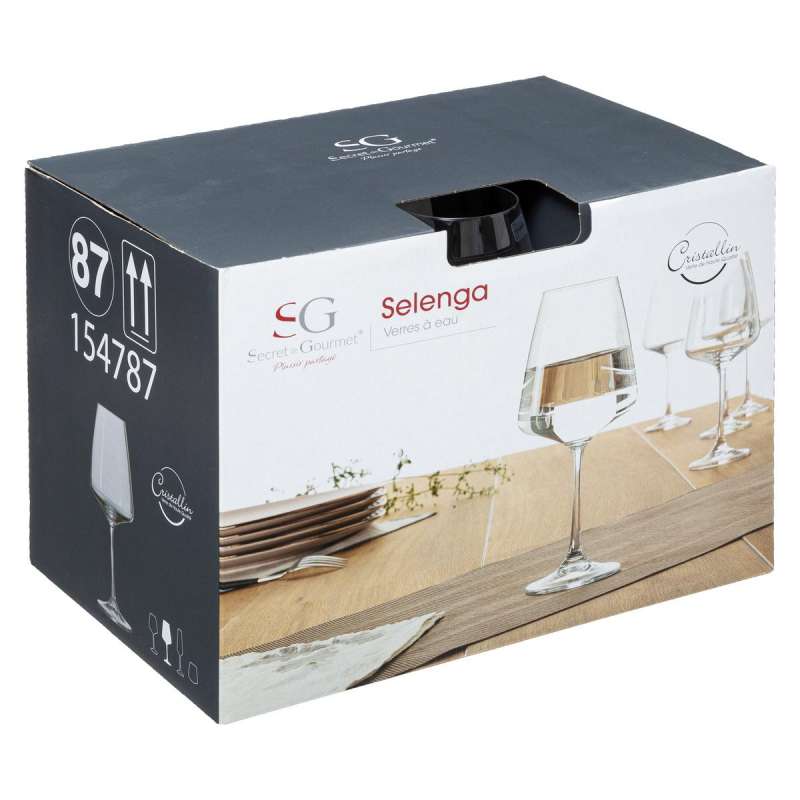 Lot de 6 verres à pied Selenga en cristallin - Verre à vin à prix grossiste