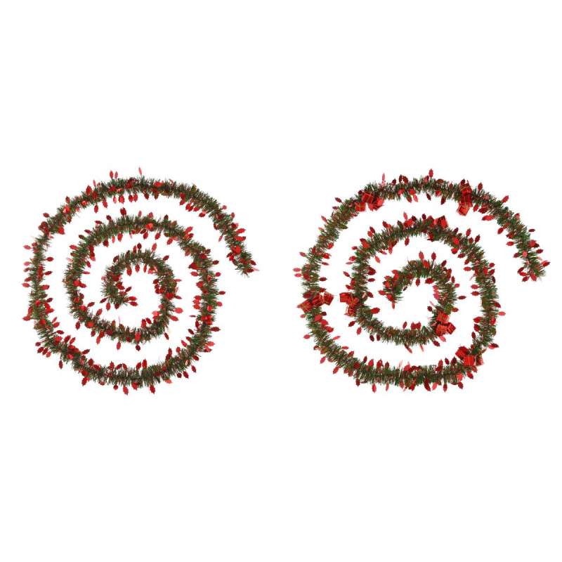 Guirlande verte déco rouge L270 - Cadeaux noel - guirlande de Noël à prix grossiste