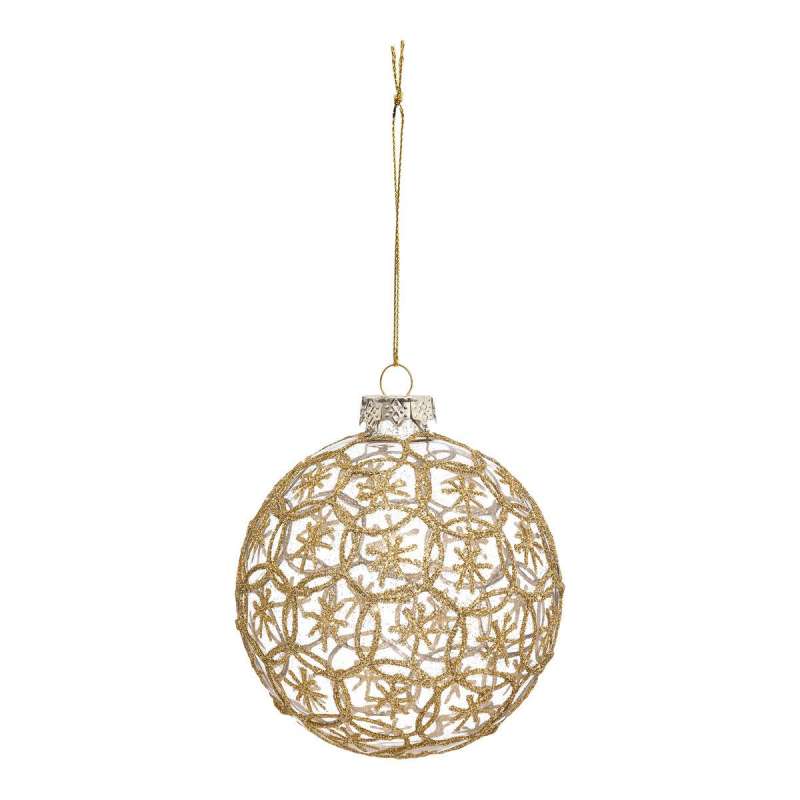 Boule de Noël étoile rond 100mm en verre - Boule de Noël à prix grossiste