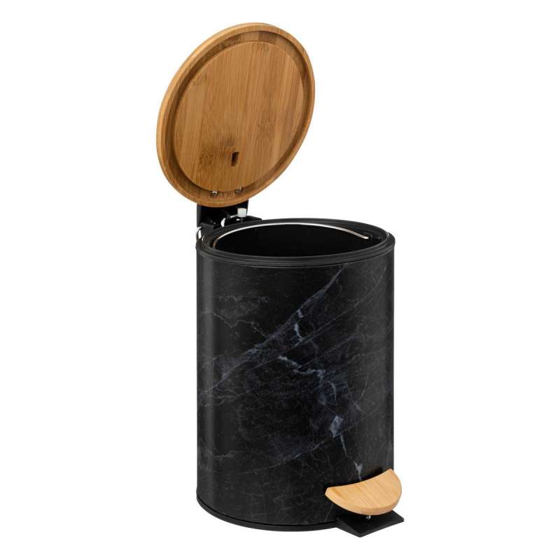 Poubelle Soft close métal 3L Lea noir effet marbre à prix grossiste - poubelle à prix de gros