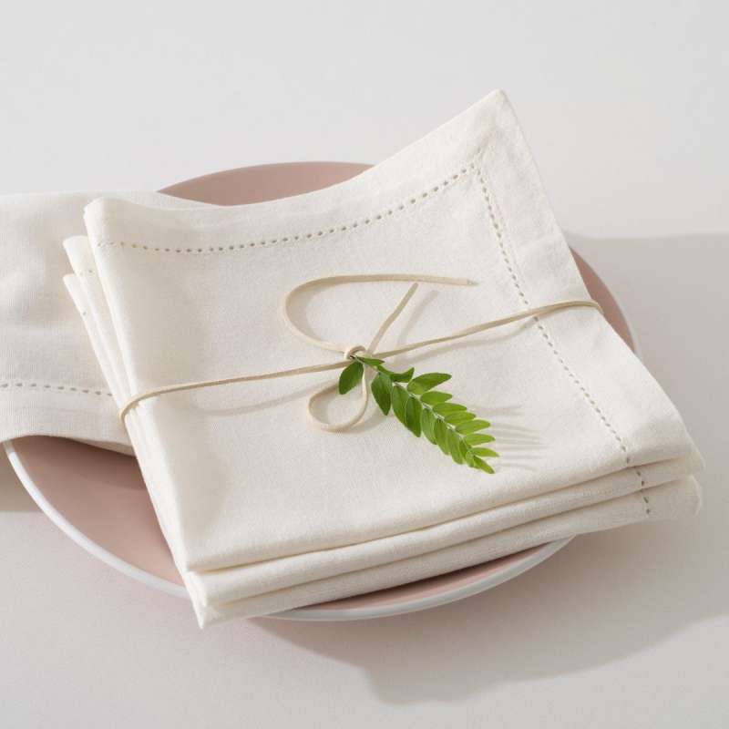 Lot de 4 serviettes de table carrées Chambray - Serviettes de table à prix grossiste