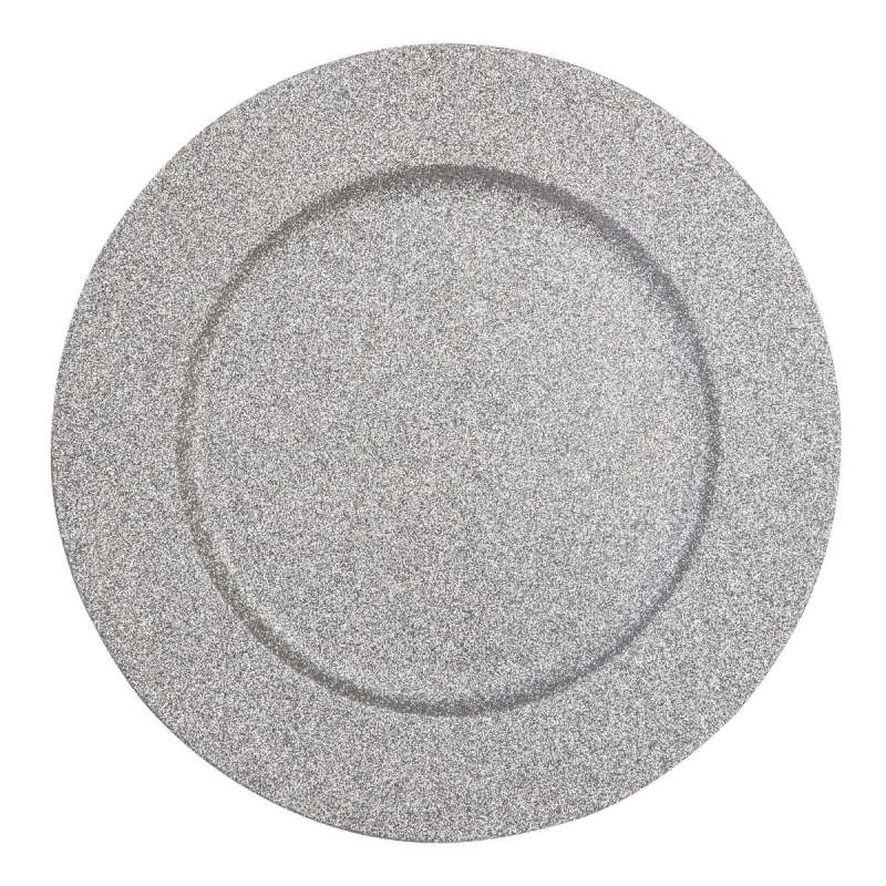 Assiette de présentation Colorama de Noël D33cm paillettes argent - Assiette à prix grossiste