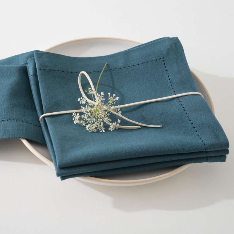 Lot de 4 serviettes de table carrées Chambray - Serviettes de table à prix grossiste