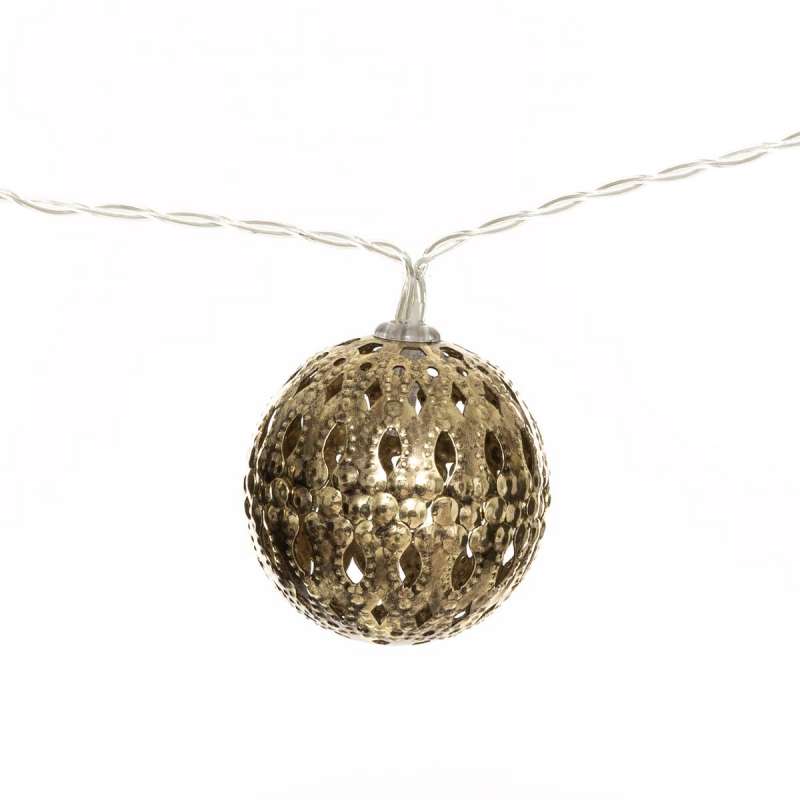 Guirlande LED à pile Oasis 10 boules doré L165cm à prix de gros - guirlande de Noël à prix grossiste