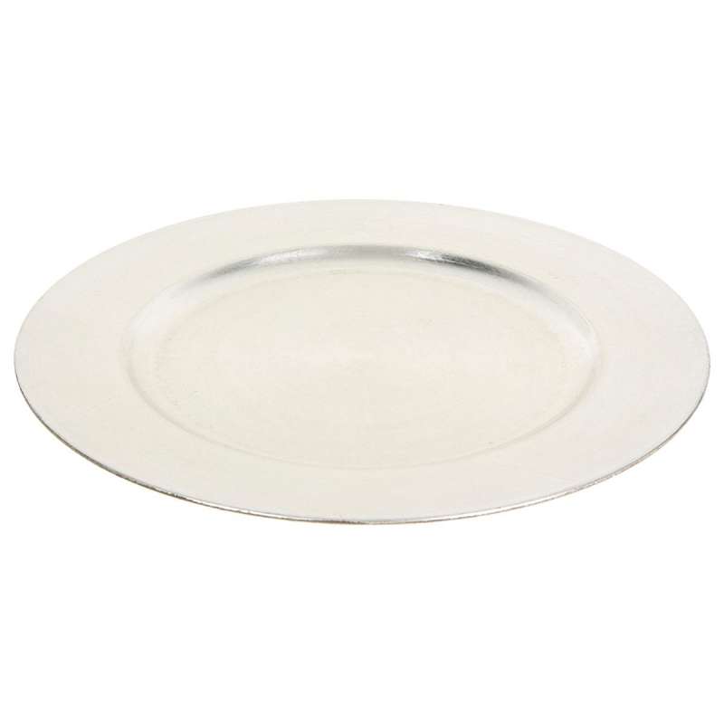 Assiette de présentation Colorama de Noël D33cm argent - Argentée sans bordure à prix grossiste - Assiette à prix de gros