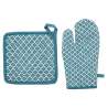 Gant manique Tikal bleu canard H20cm - Gant de cuisine à prix grossiste
