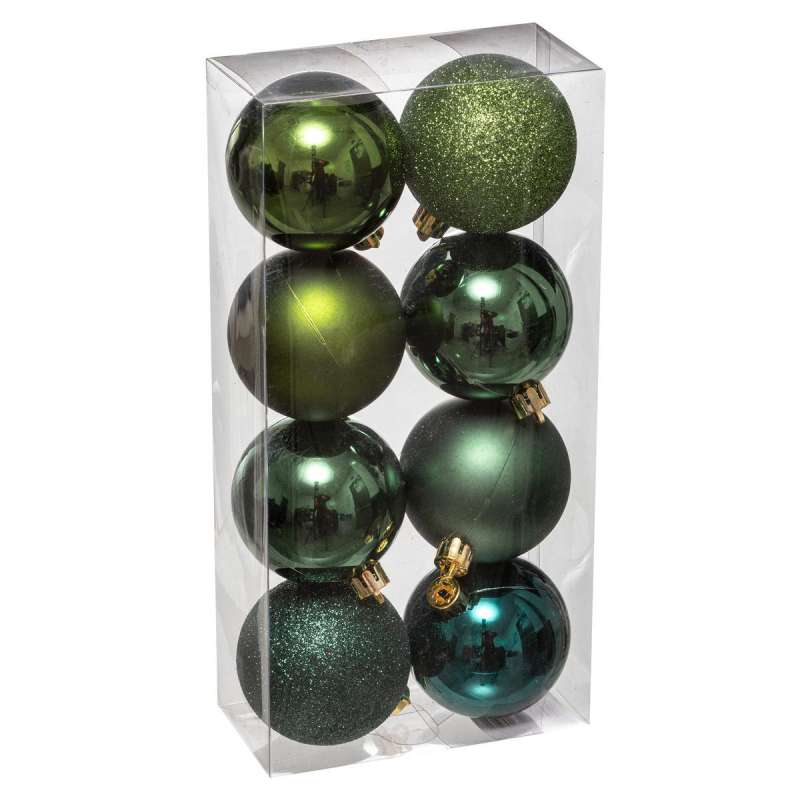 Boules de Noël Colorama de Noël vert lot de 8 D7cm à prix grossiste - Boule de Noël à prix de gros