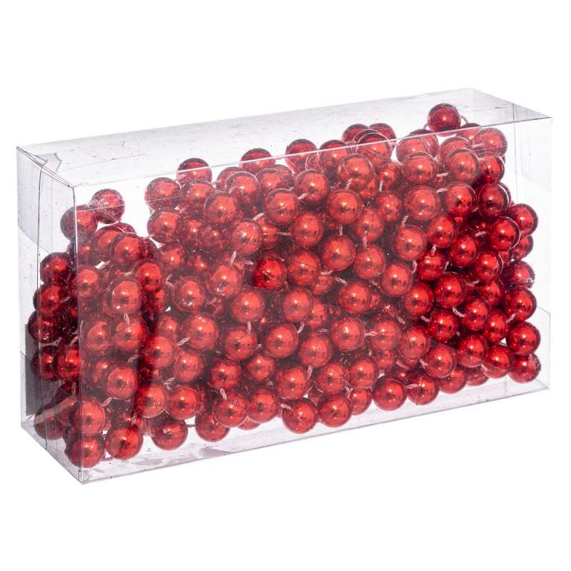 Guirlande de Noël Perle Rouge 10 mm x 5 m à prix grossiste - guirlande de Noël à prix de gros