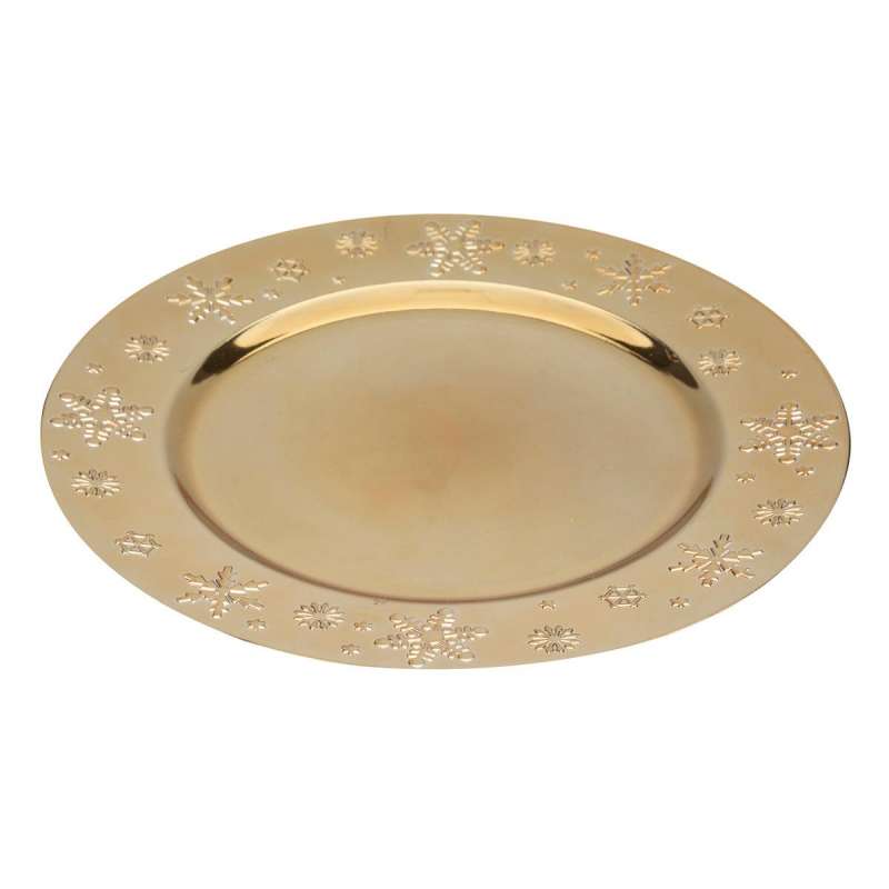 Assiette de présentation Colorama de Noël D33cm motif flocon or - Assiette à prix grossiste