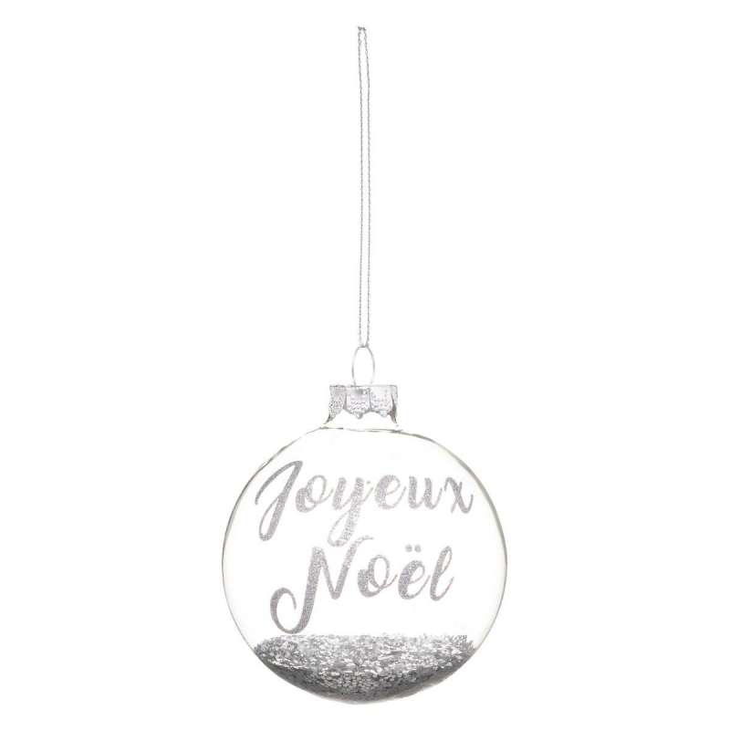Boule de Noël 70mm jaune argenté en verre - Boule de Noël à prix de gros
