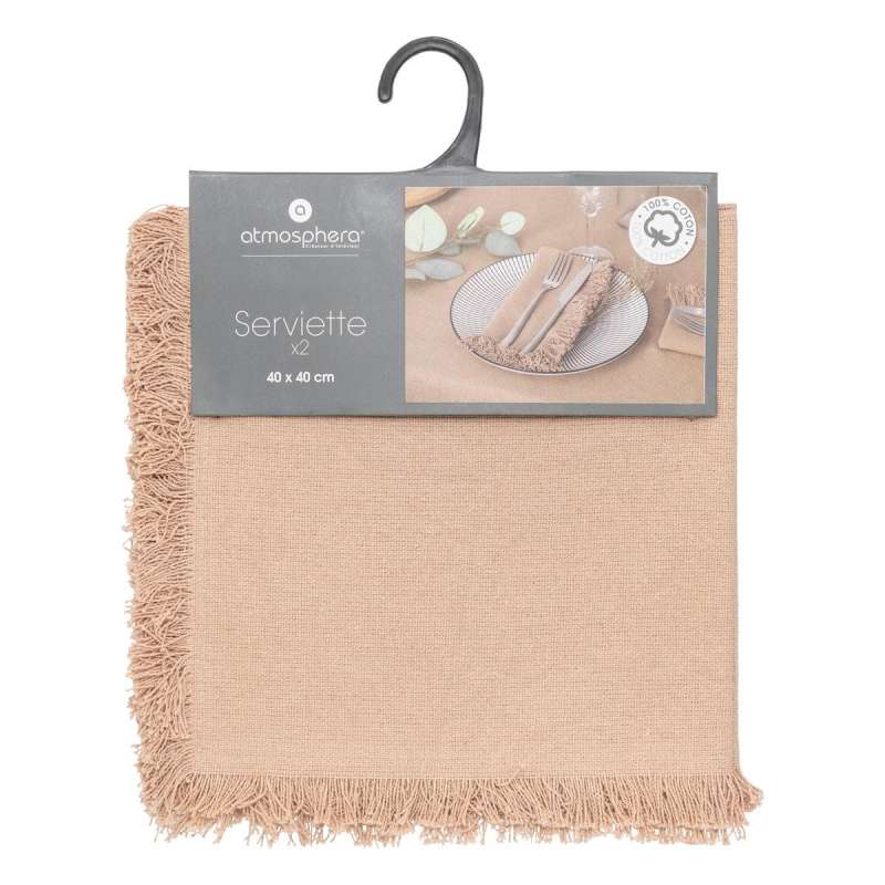 Lot de 2 serviettes de table Maha beige 40x40cm - Serviettes de table à prix de gros