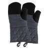 2 gants de cuisine textile/néoprène noir et gris - Gant de cuisine à prix grossiste