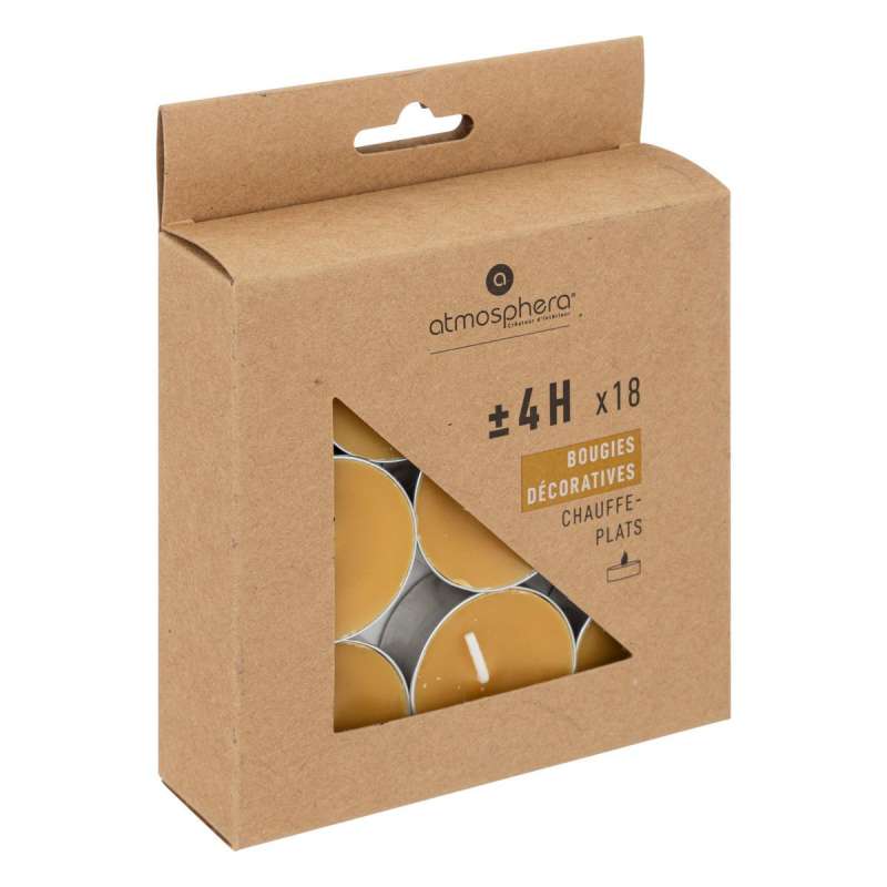 18 Bougies chauffe-plats Hugo H1,5cm jaune moutarde à prix grossiste - Bougie à prix de gros 18 Bougies chauffe-plats Hugo H1,5cm jaune moutarde à prix grossiste - Bougie à prix de gros