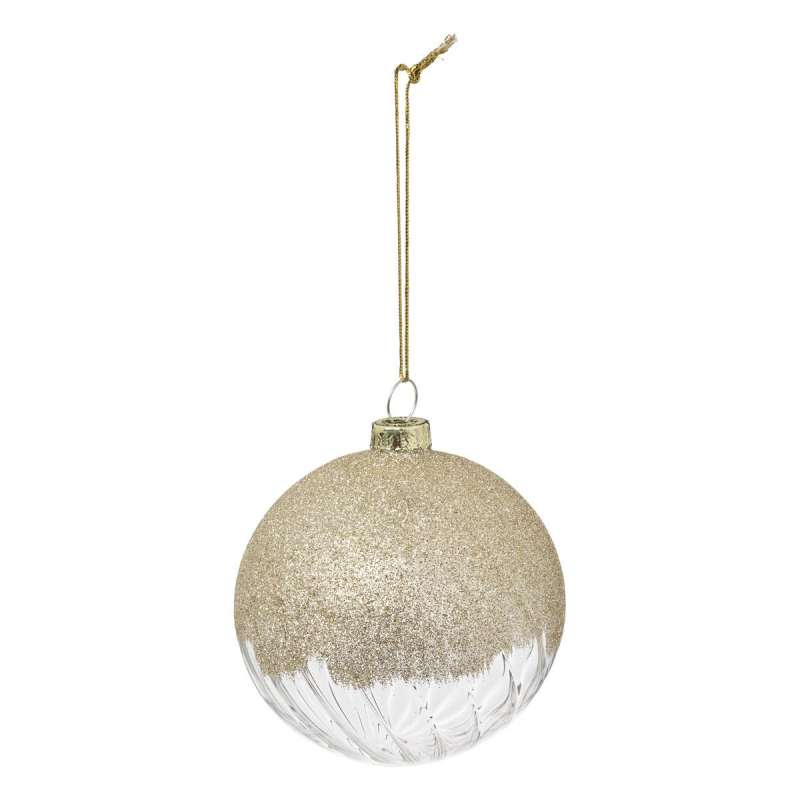 Boule de noël doré transparent en verre 80mm - Boule de Noël à prix de gros