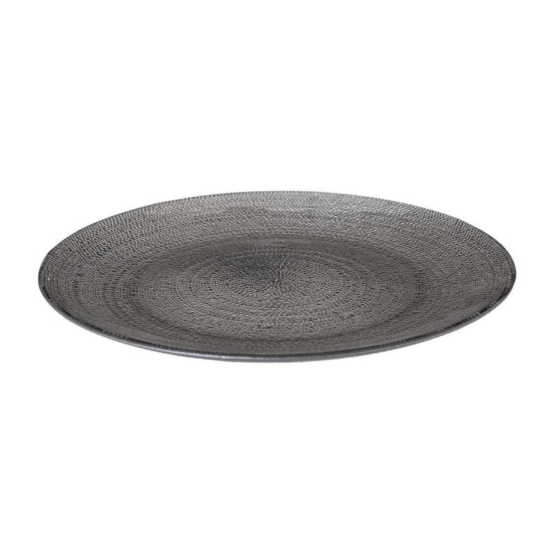 Assiette à dessert Aurore en verre gris D21cm - Assiette à prix de gros