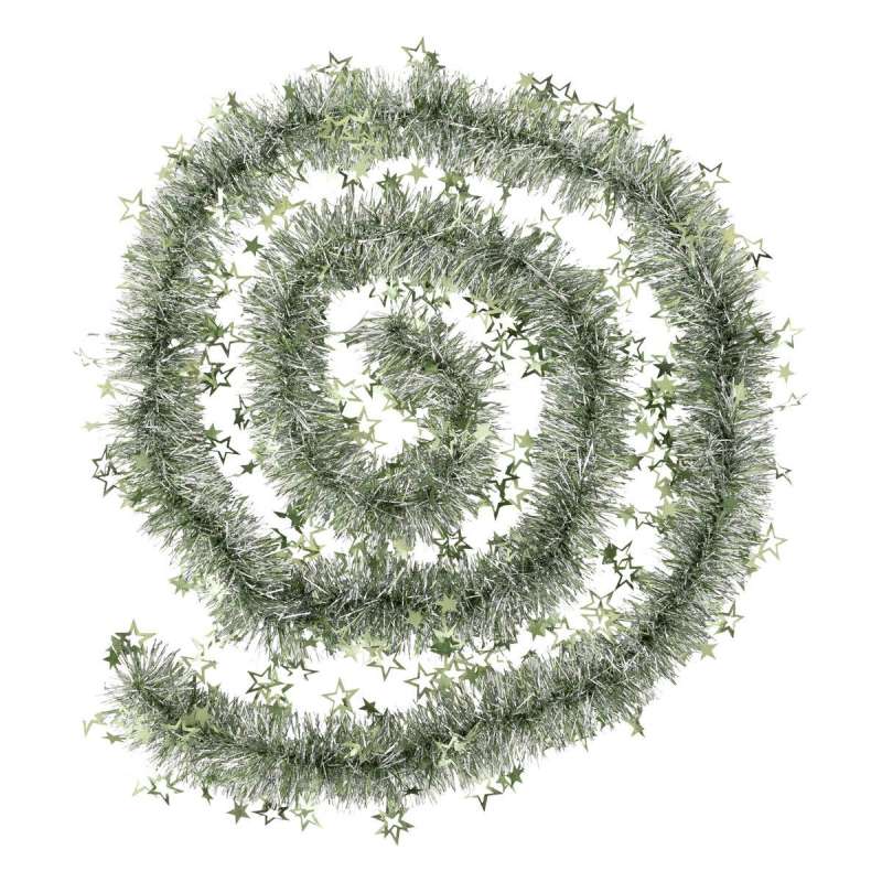 Guirlande de noël embrossé étoile vert argenté 3m - guirlande de Noël à prix de gros