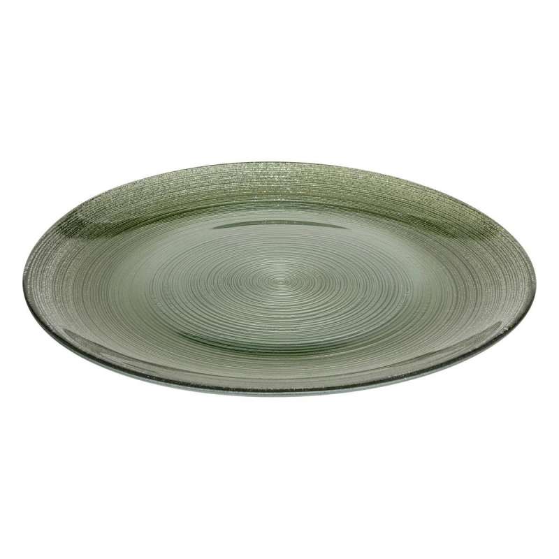 Assiette à dessert Jem en verre vert D21cm - Assiette à prix grossiste