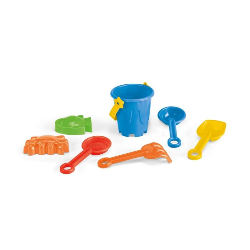 Strandbucket mit 6 Spielzeugen, 110 x 155 mm - Strand-Eimer zu Großhandelspreisen Strandbucket mit 6 Spielzeugen, 110 x 155 mm - Strand-Eimer zu Großhandelspreisen
