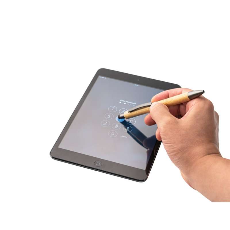 Bambus-Kugelschreiber mit Touch-Spitze 11x141mm zu Großhandelspreisen - Touchscreen-Stift zu Großhandelspreisen