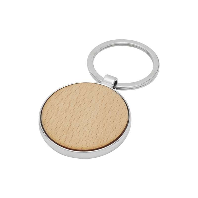 Llavero redondo de madera de haya 4 cm - Llavero de madera a precios de mayorista Llavero redondo de madera de haya 4 cm - Llavero de madera a precios de mayorista