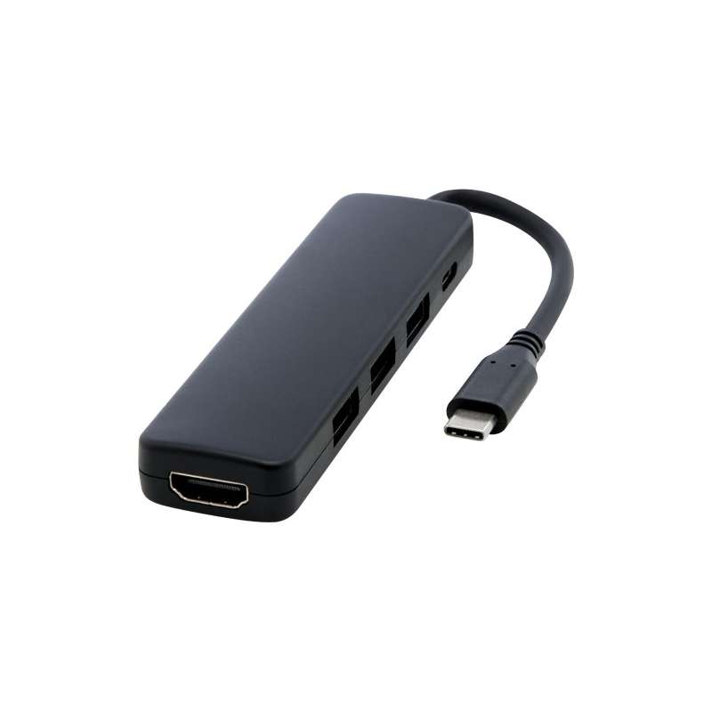 Adaptateur multimédia en plastique recyclé Loop RCS USB 2.0-3.0 avec port HDMI - Adaptateur à prix de gros Adaptateur multimédia en plastique recyclé Loop RCS USB 2.0-3.0 avec port HDMI - Adaptateur à prix de gros