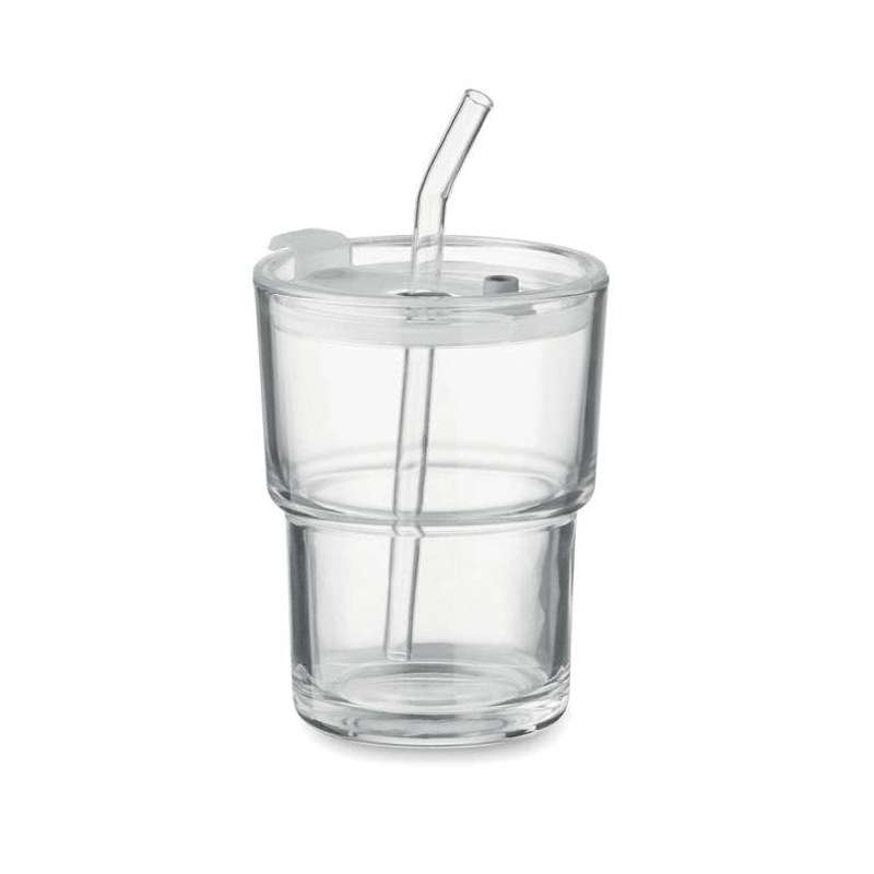 Gobelet verre et paille 400ml - Verre avec paille à prix de gros Gobelet verre et paille 400ml - Verre avec paille à prix de gros