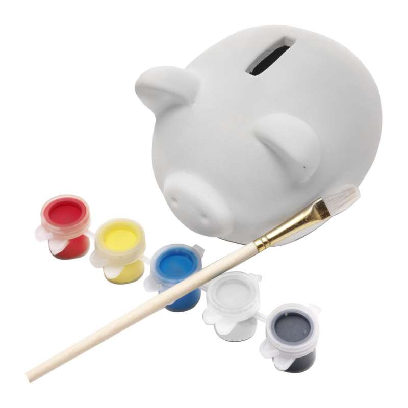 Gips-Sparschwein 15 cm mit Pinsel und Farben zu Großhandelspreisen - Sparschwein zu Großhandelspreisen