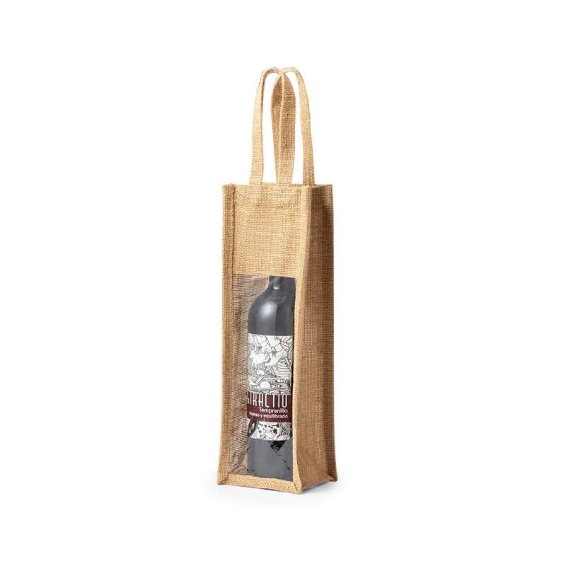 Jute wijnfles tas met venster 75cl - Natuurlijke tas tegen groothandelsprijzen Jute wijnfles tas met venster 75cl - Natuurlijke tas tegen groothandelsprijzen