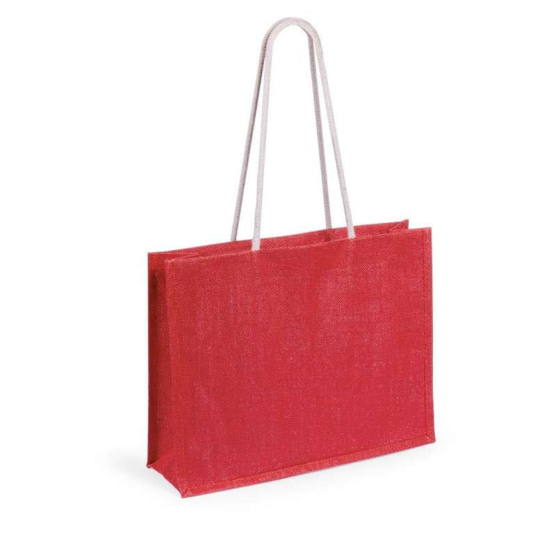 Kleurige jute tas met lange handvatten - Natuurlijke tas tegen groothandelsprijzen Kleurige jute tas met lange handvatten - Natuurlijke tas tegen groothandelsprijzen
