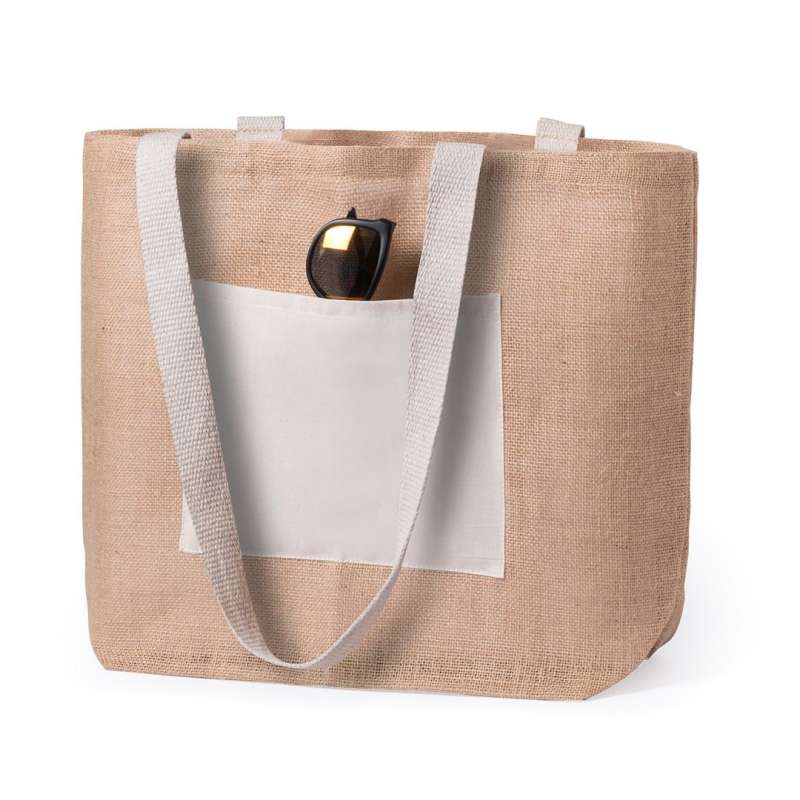 Jute schoudertas met katoen voorvak 10 kg - Natuurlijke tas tegen groothandelsprijzen Jute schoudertas met katoen voorvak 10 kg - Natuurlijke tas tegen groothandelsprijzen