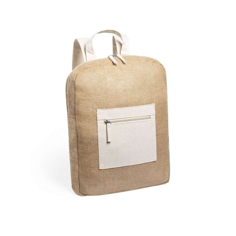 Bicolore Jute Rugzak met Voorzak 40x30 cm tegen groothandelsprijzen - Natuurlijke tas tegen groothandelsprijzen Bicolore Jute Rugzak met Voorzak 40x30 cm tegen groothandelsprijzen - Natuurlijke tas tegen groothandelsprijzen