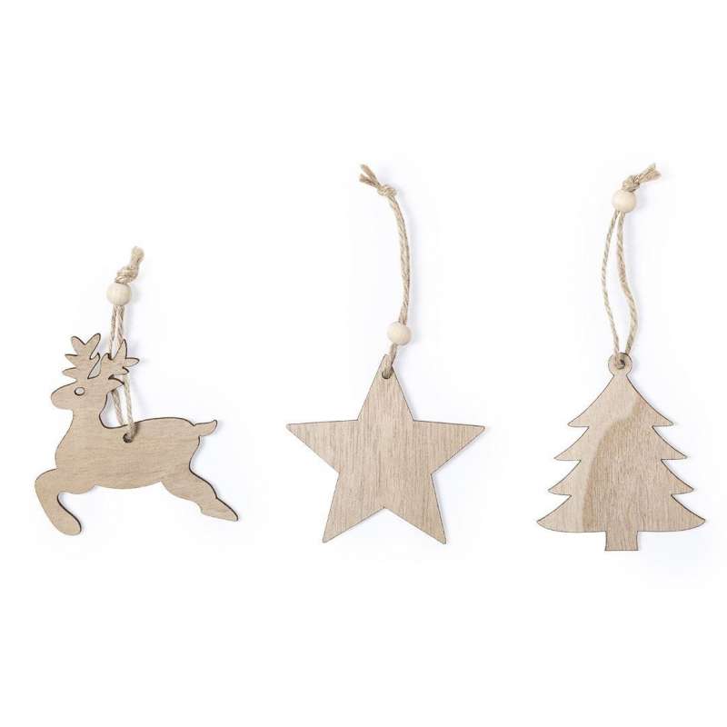 Set aus 3 hängenden Holzfiguren Weihnachten zu Großhandelspreisen - Weihnachtsaccessoire zu Großhandelspreisen Set aus 3 hängenden Holzfiguren Weihnachten zu Großhandelspreisen - Weihnachtsaccessoire zu Großhandelspreisen