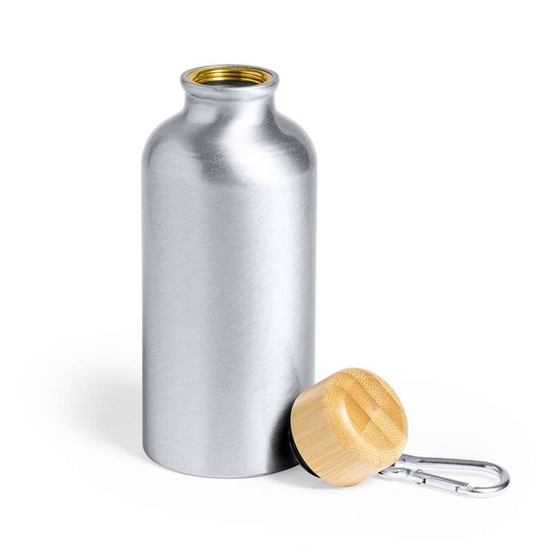 Aluminium bidon 400 ml met bamboekap - metaal bidon tegen groothandelsprijzen Aluminium bidon 400 ml met bamboekap - metaal bidon tegen groothandelsprijzen