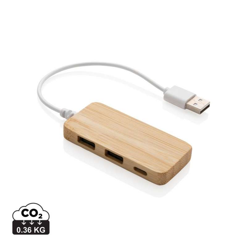Bamboo USB Hub with Type C Port at wholesale prices - Hub at wholesale prices
