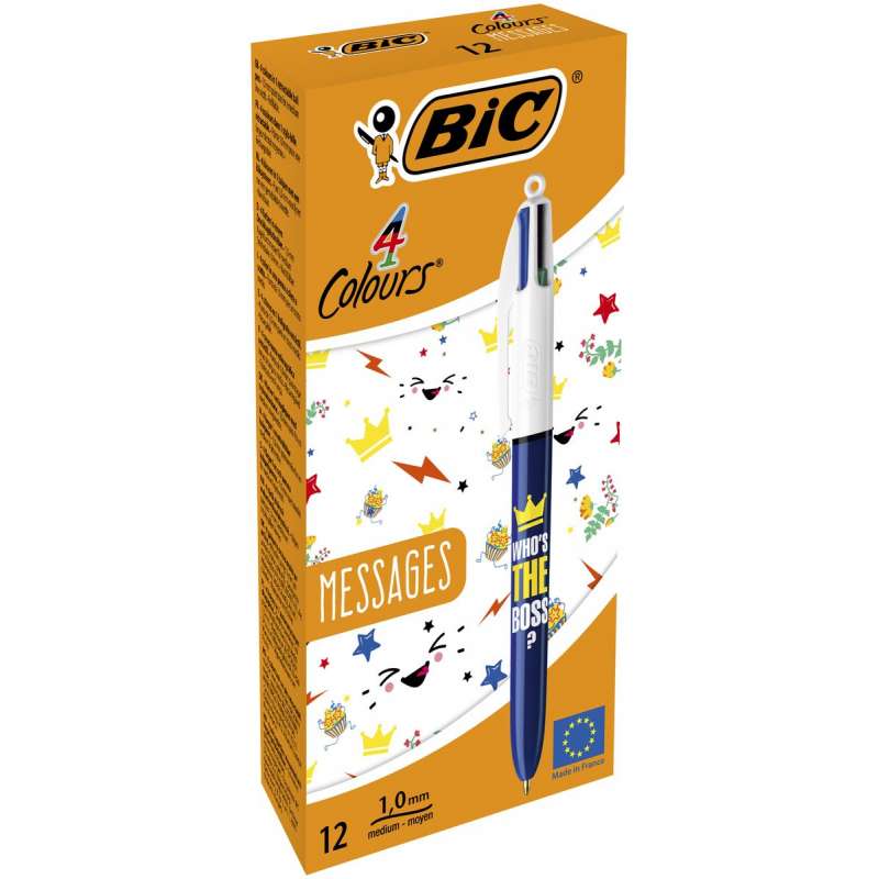 Box of 12 BIC 4 Colours Messages 1.0 mm at wholesale prices - 4-color pen at wholesale prices Box of 12 BIC 4 Colours Messages 1.0 mm at wholesale prices - 4-color pen at wholesale prices