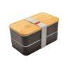 Bento bambou noir 1,3 l avec couvercle en bambou - Accessoire de randonnée à prix grossiste