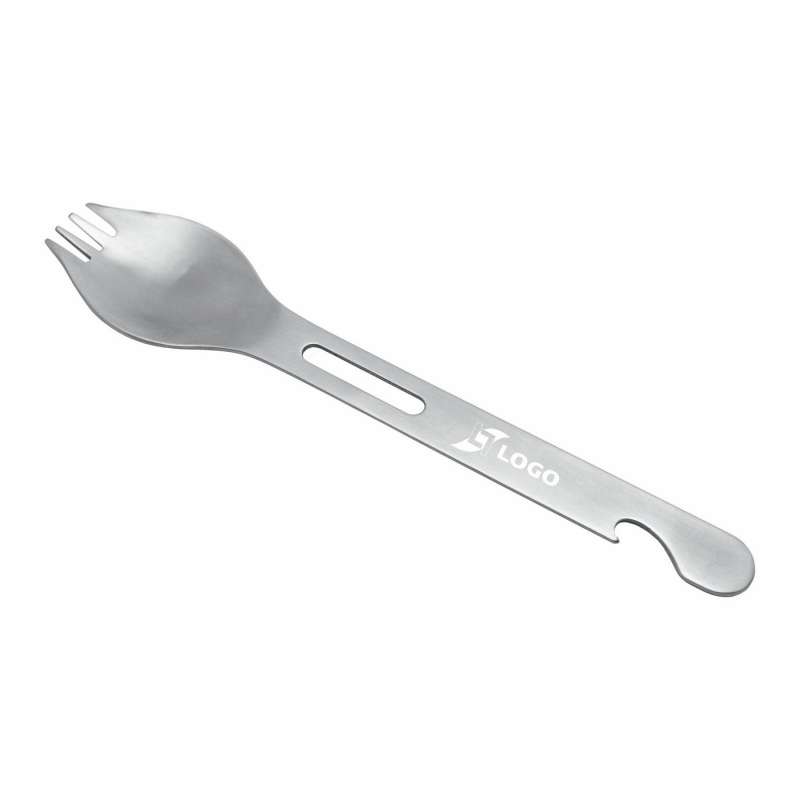 Satineret 2-i-1 Spork i rustfrit stål - Bestik til engrospris
