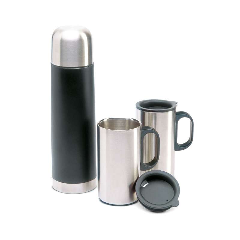 Garrafa térmica inox 500ml com 2 copos a preço grossista - Materiais de escritório a preço grossista