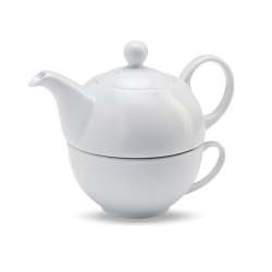 Theepot en witte keramische...