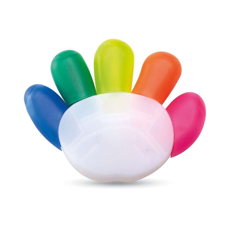 Marcador fluorescente mano 5 colores a precios de mayorista - Fieltro a precios de mayorista