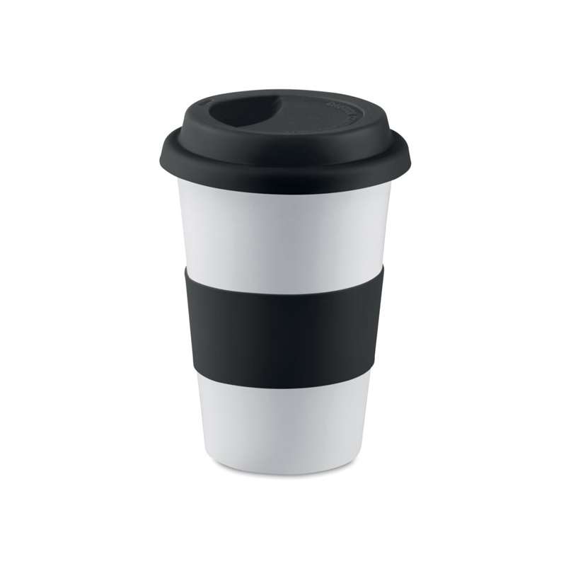 Taza cerámica 400ml con tapa de silicona - Taza a precios de mayorista