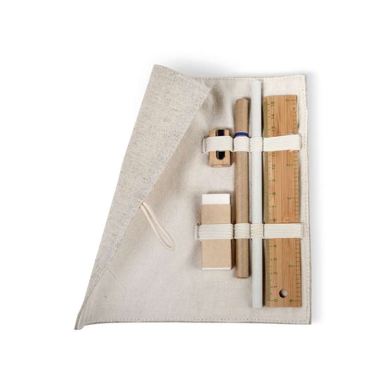 Schreibset in Jute- und Baumwolltasche - Büroset zu Großhandelspreisen