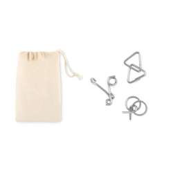 Set med 3 metall pussel i påse