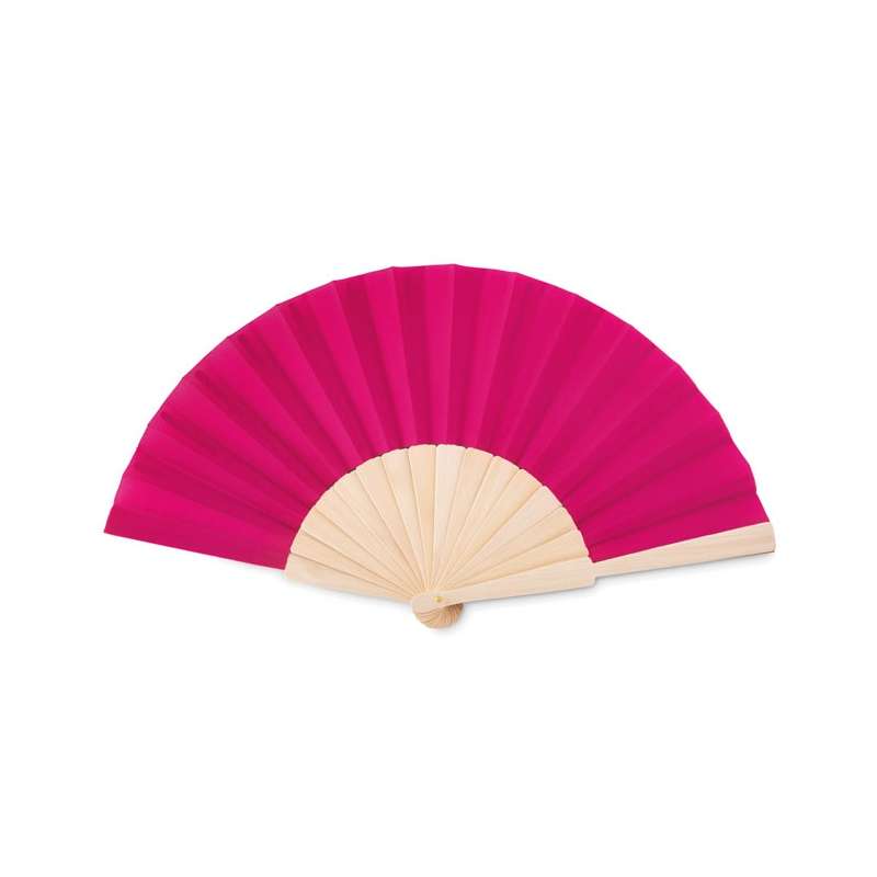 Leque manual em madeira e poliéster - Leque a preço grossista