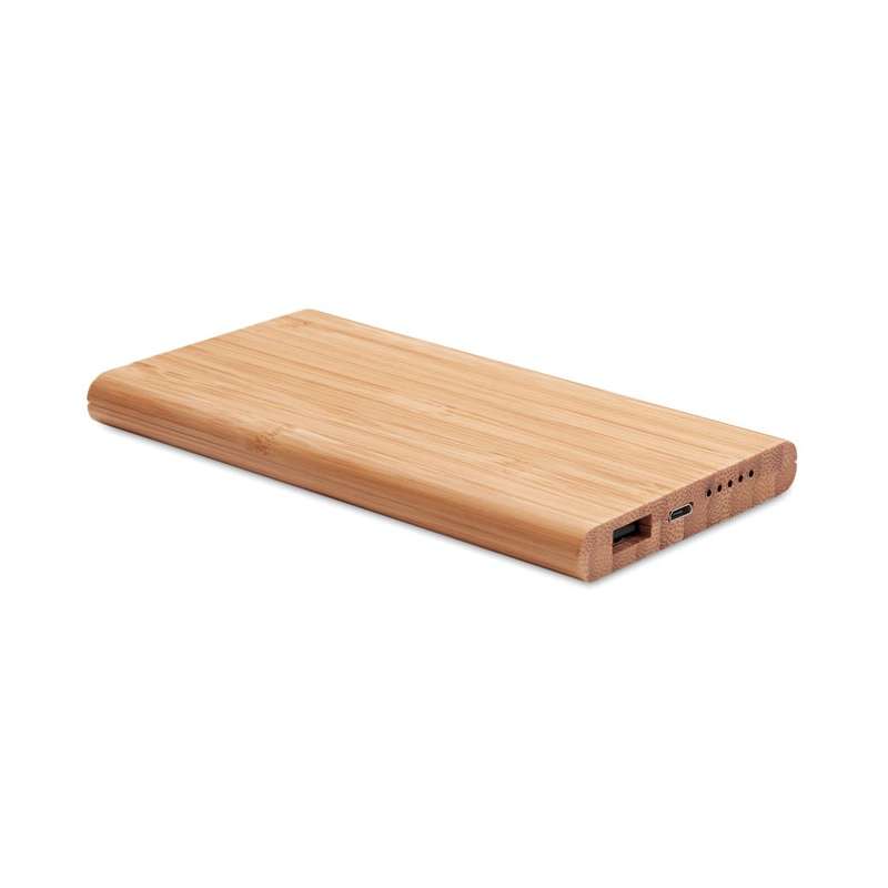 Powerbank 6000 mAh em bambu natural - Carregador a preço grossista