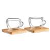 90ml Double-Wall Espresso Glasses with Bamboo Saucer - Glass at wholesale prices